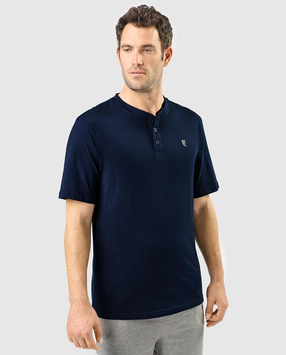 Camiseta de pijama larga de hombre de punto color - El Búho Nocturno - Azul Azul-1