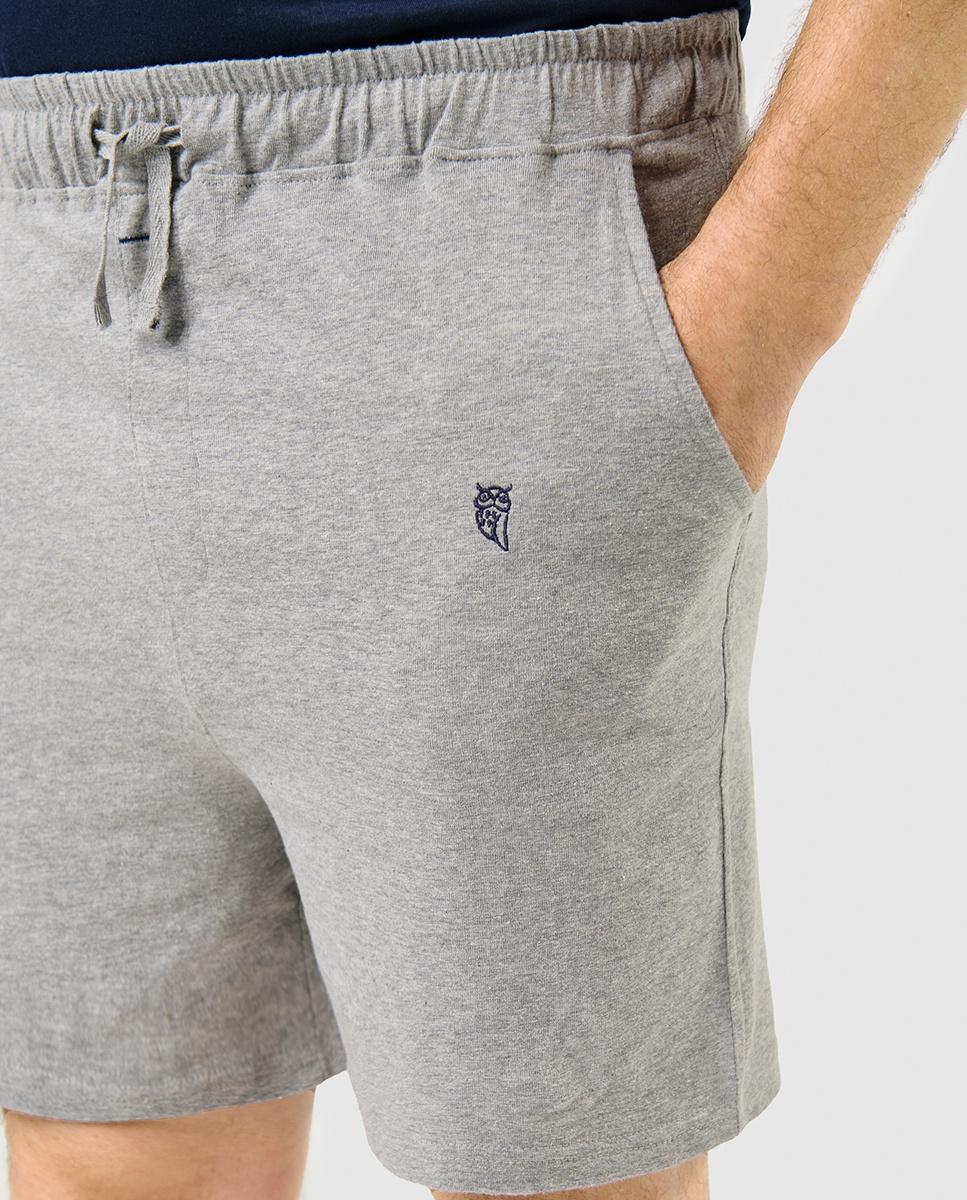 Pantalón de pijama corto de hombre de punto color azul - El Búho Nocturno - Gris Gris-3