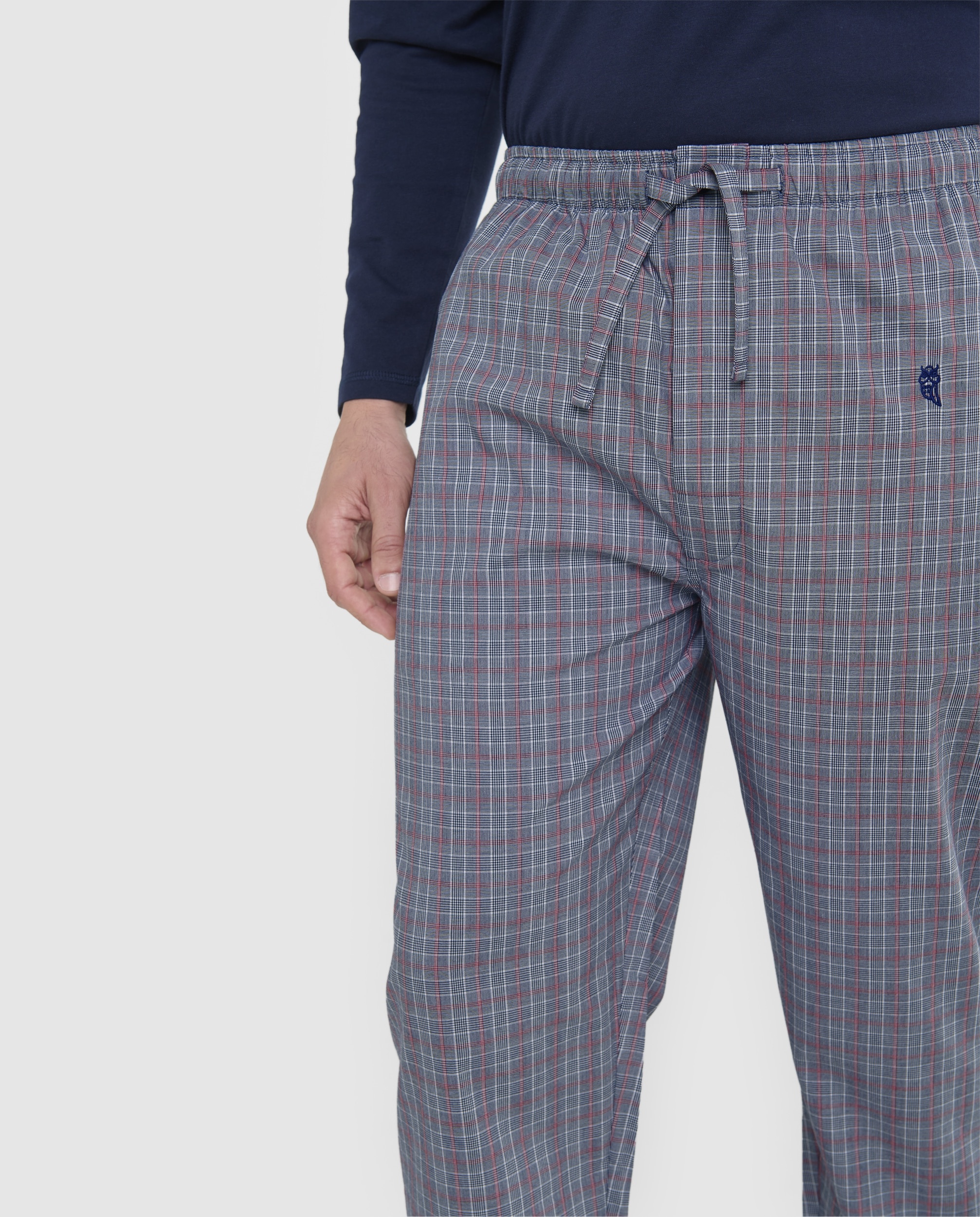 Pantalón de pijama largo de hombre de tela color - El Búho Nocturno - Gris Gris-3