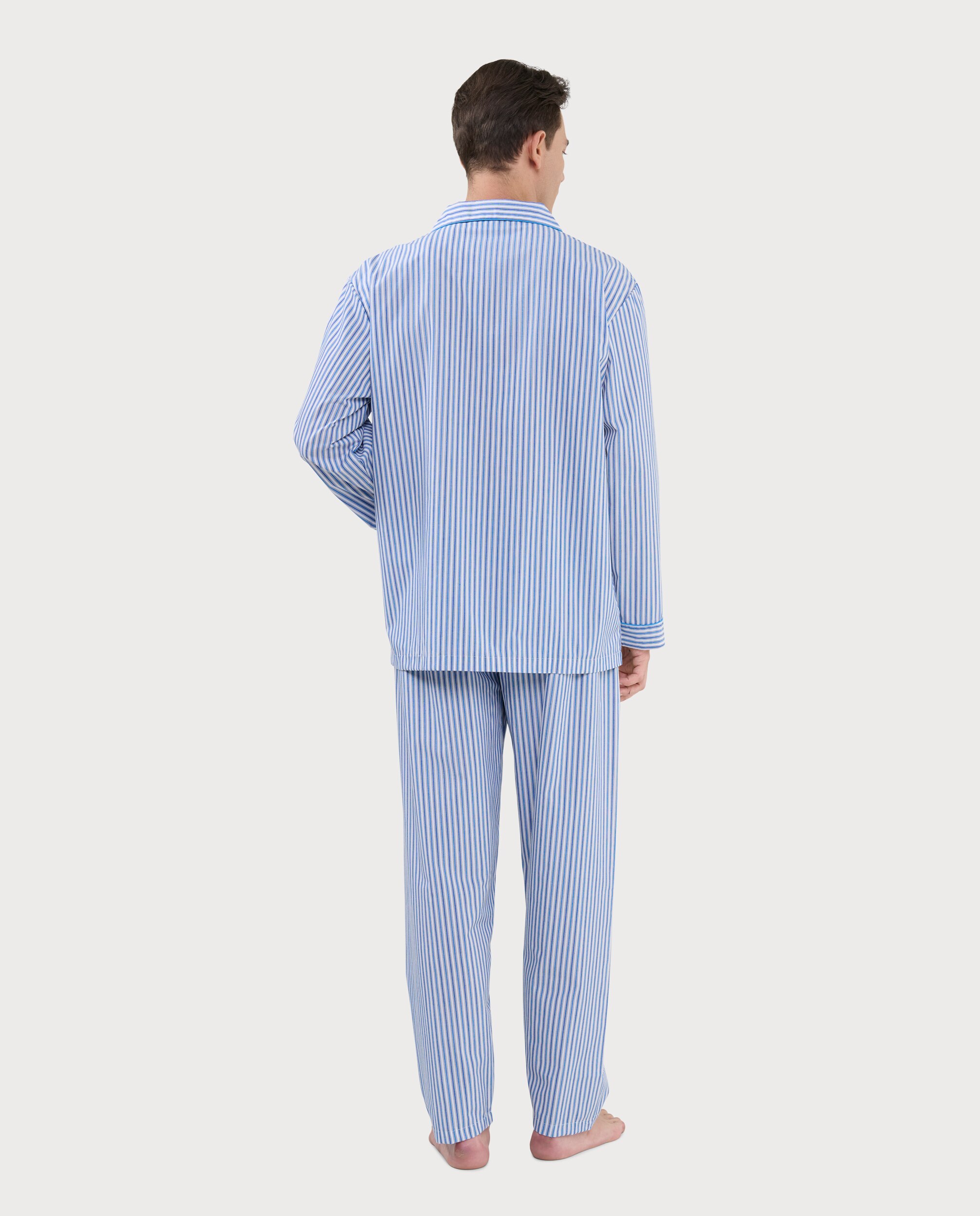 Pijama completo de hombre de tela color azul - El Búho Nocturno - Azul claro Azul claro-2