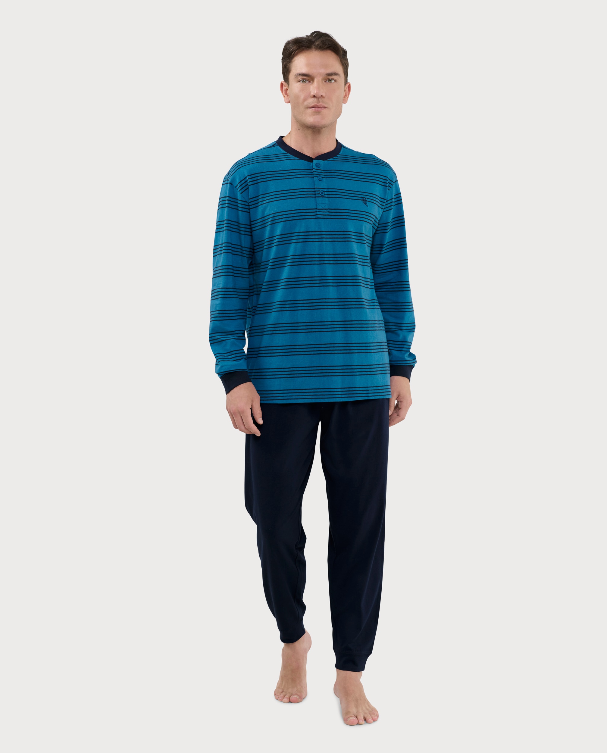 Imagen 0 de Pijama largo de hombre de punto color azul Azul