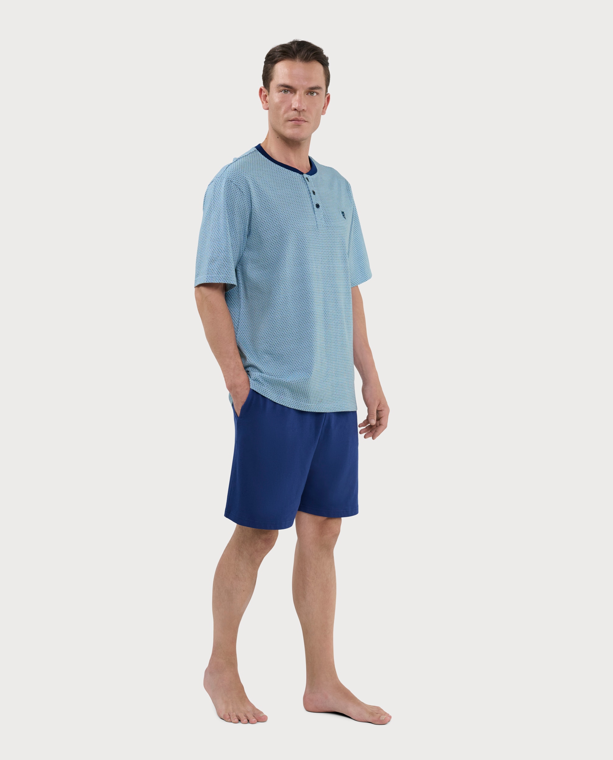Imagen 0 de Pijama completo de hombre de punto color azul Azul claro / Azul marino
