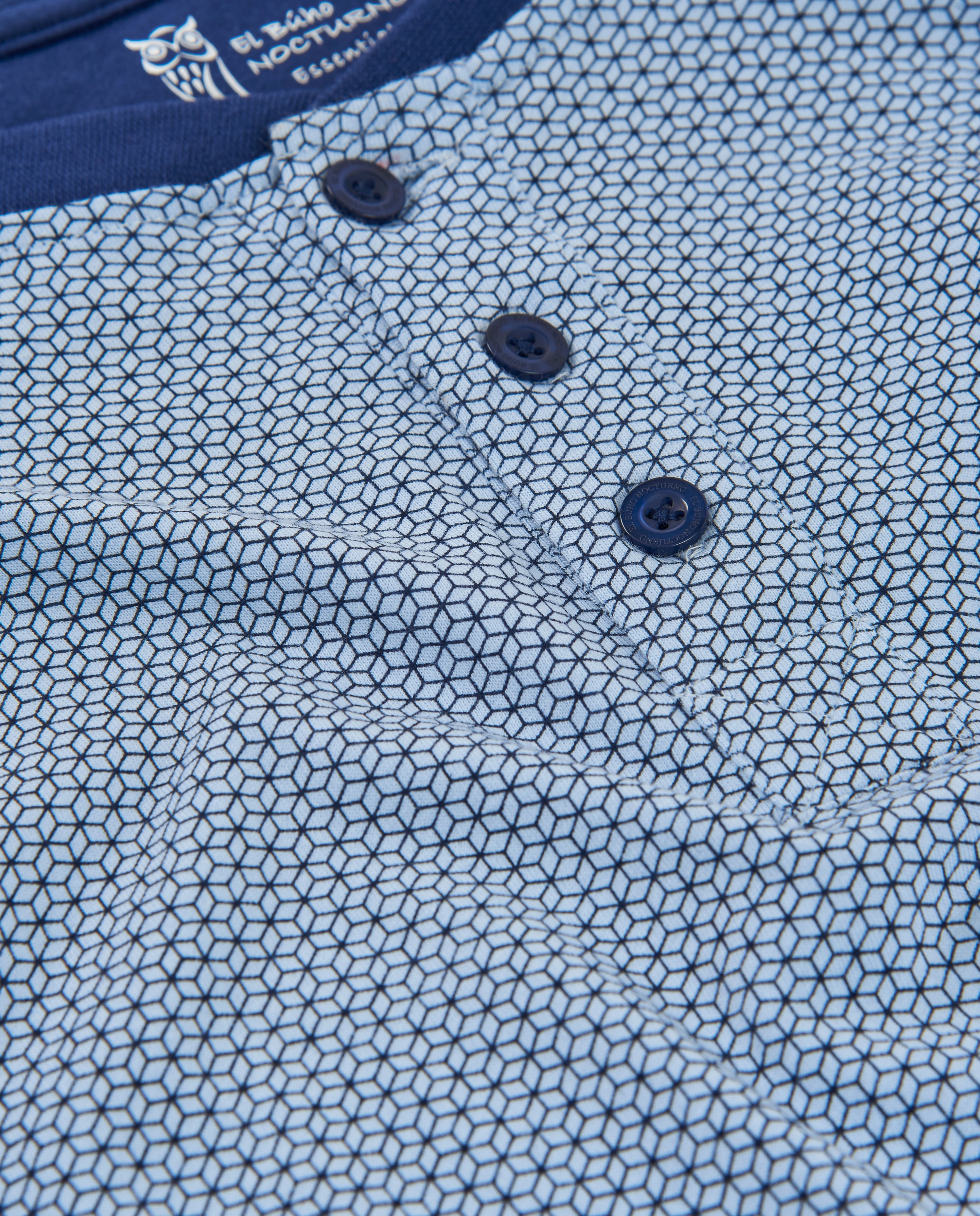Pijama completo de hombre de punto color azul - El Búho Nocturno - Azul claro / Azul marino Azul claro / Azul marino-5