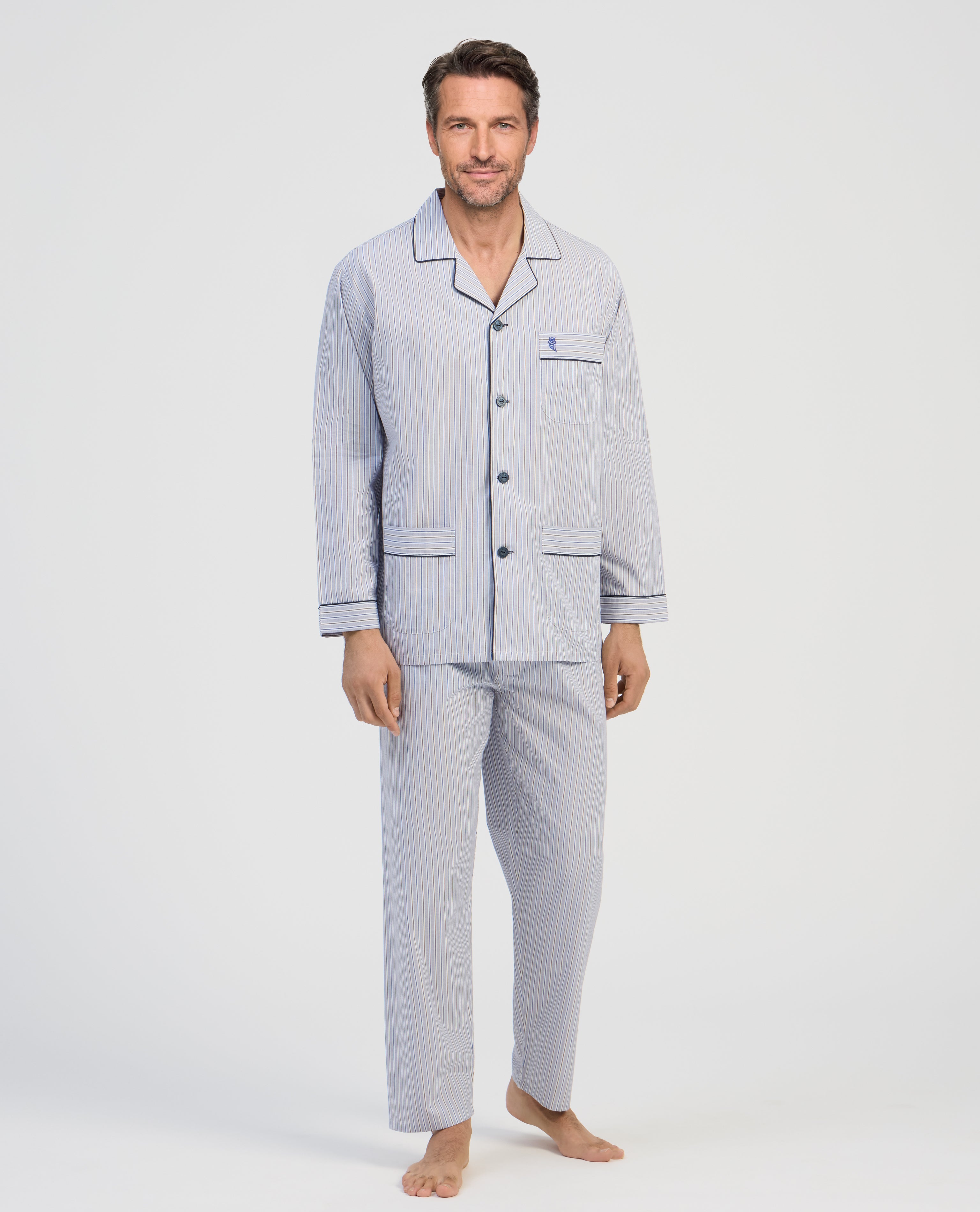 Imagen 0 de Pijama largo de hombre de tela color azul Azul claro