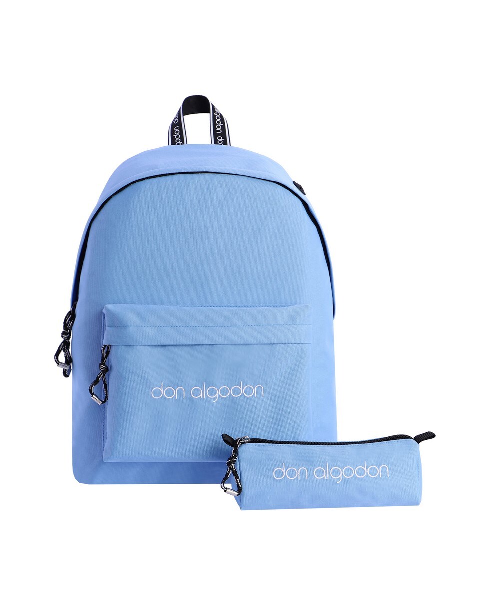 Mochila de mujer con estuche Atina azul con cremallera · Don