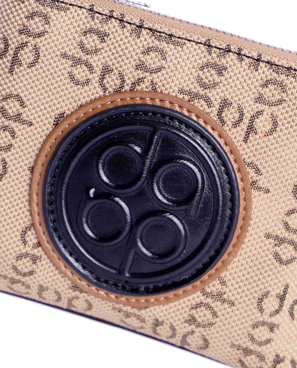 Porta-moedas Benevento em Preto com Fecho Zip Bege / Castanho-5