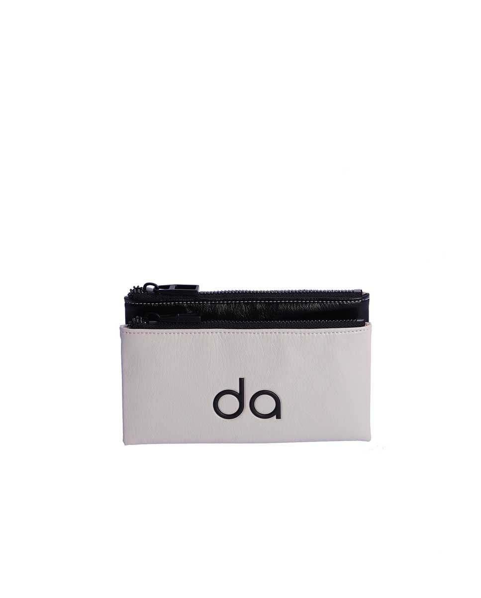 Carteira Lodi em Branco com Fecho Zip Branco / Preto-1