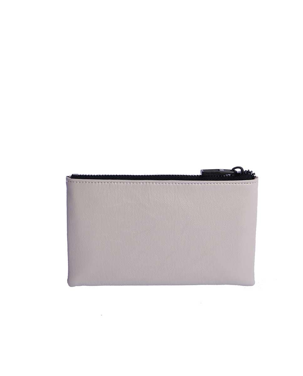 Carteira Lodi em Branco com Fecho Zip Branco / Preto-3