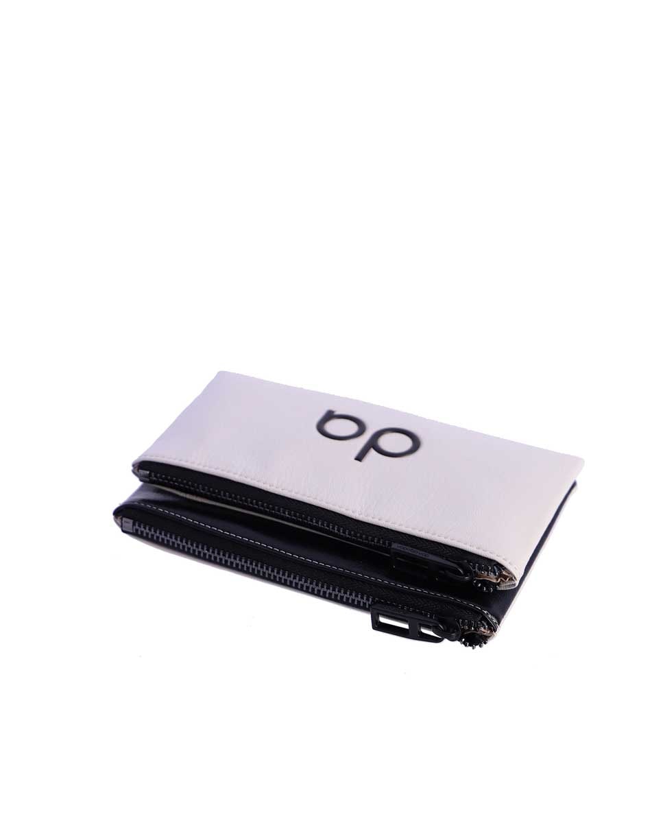 Carteira Lodi em Branco com Fecho Zip Branco / Preto-4