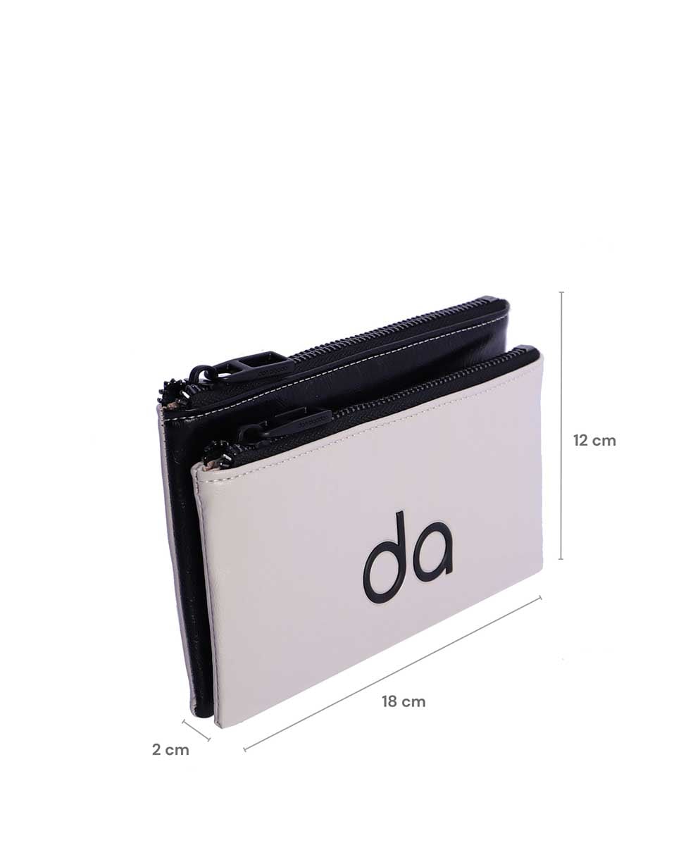 Carteira Lodi em Branco com Fecho Zip Branco / Preto-6