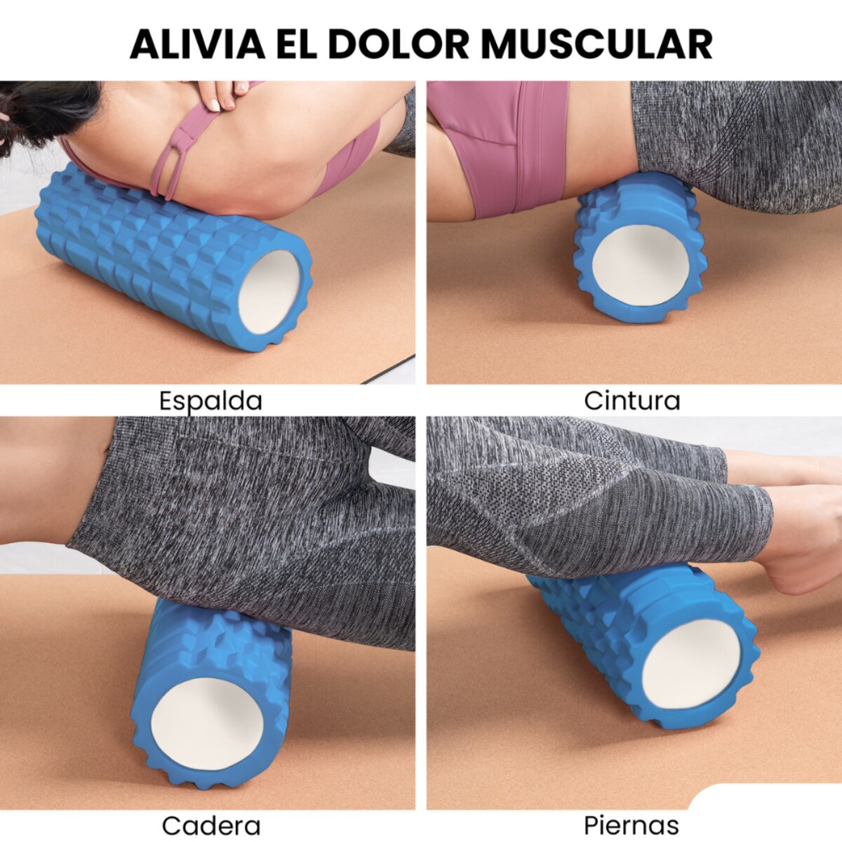 Rodillo para masajes musculares Unycos - Azul claro Azul claro-4
