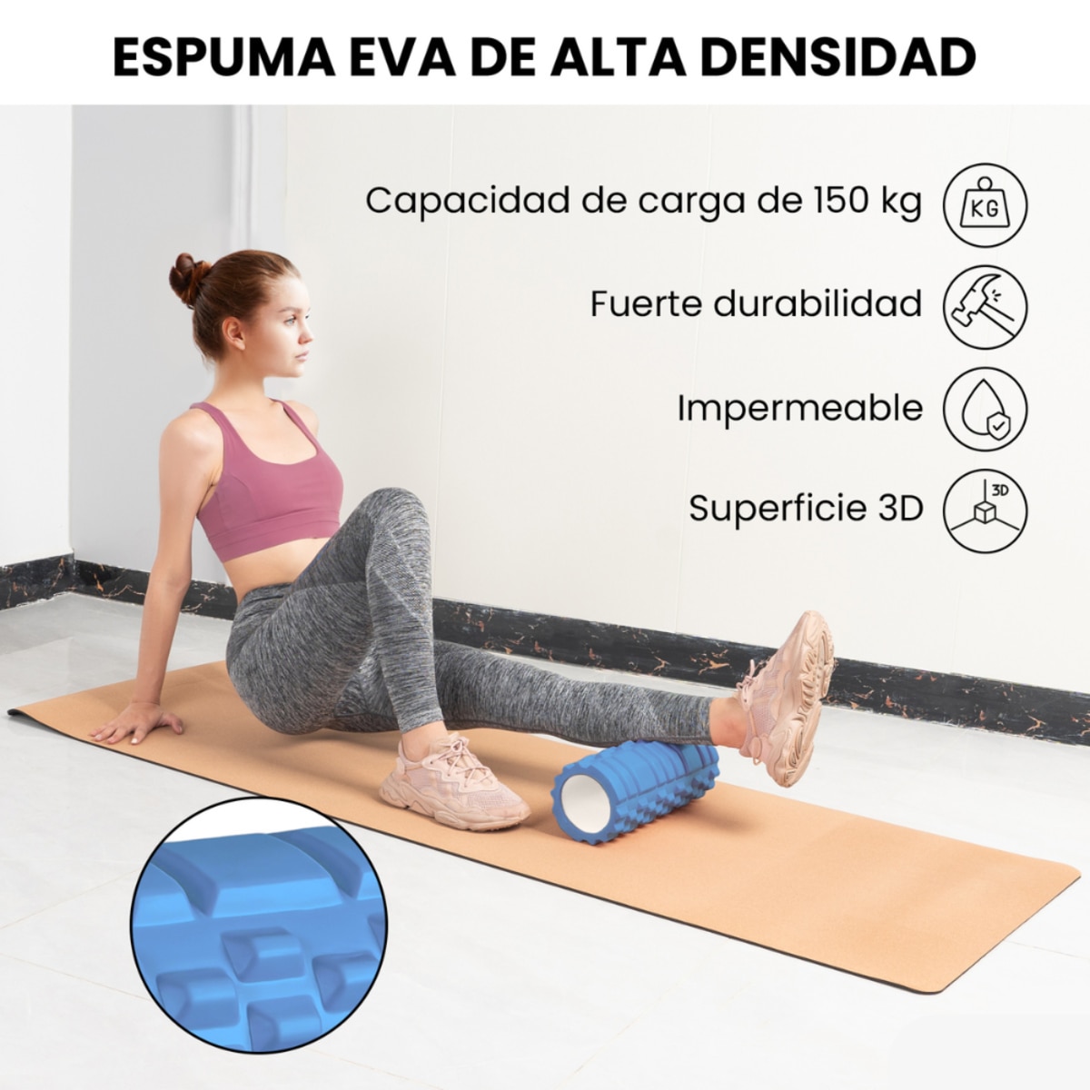 Rodillo para masajes musculares Unycos - Azul claro Azul claro-7