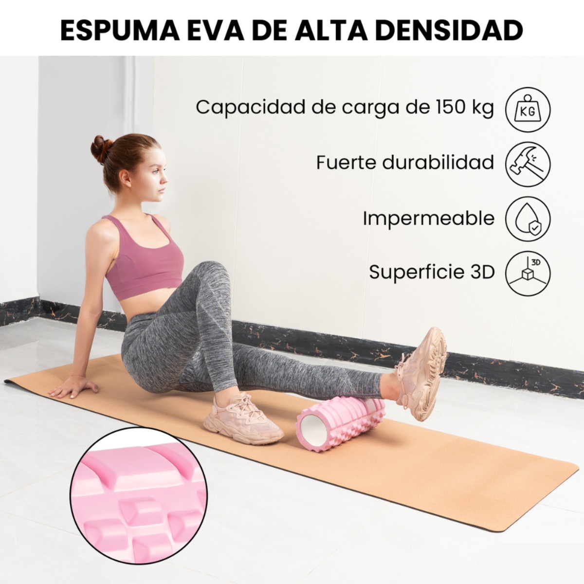 Rodillo para masajes musculares Unycos - Rosa claro Rosa claro-7