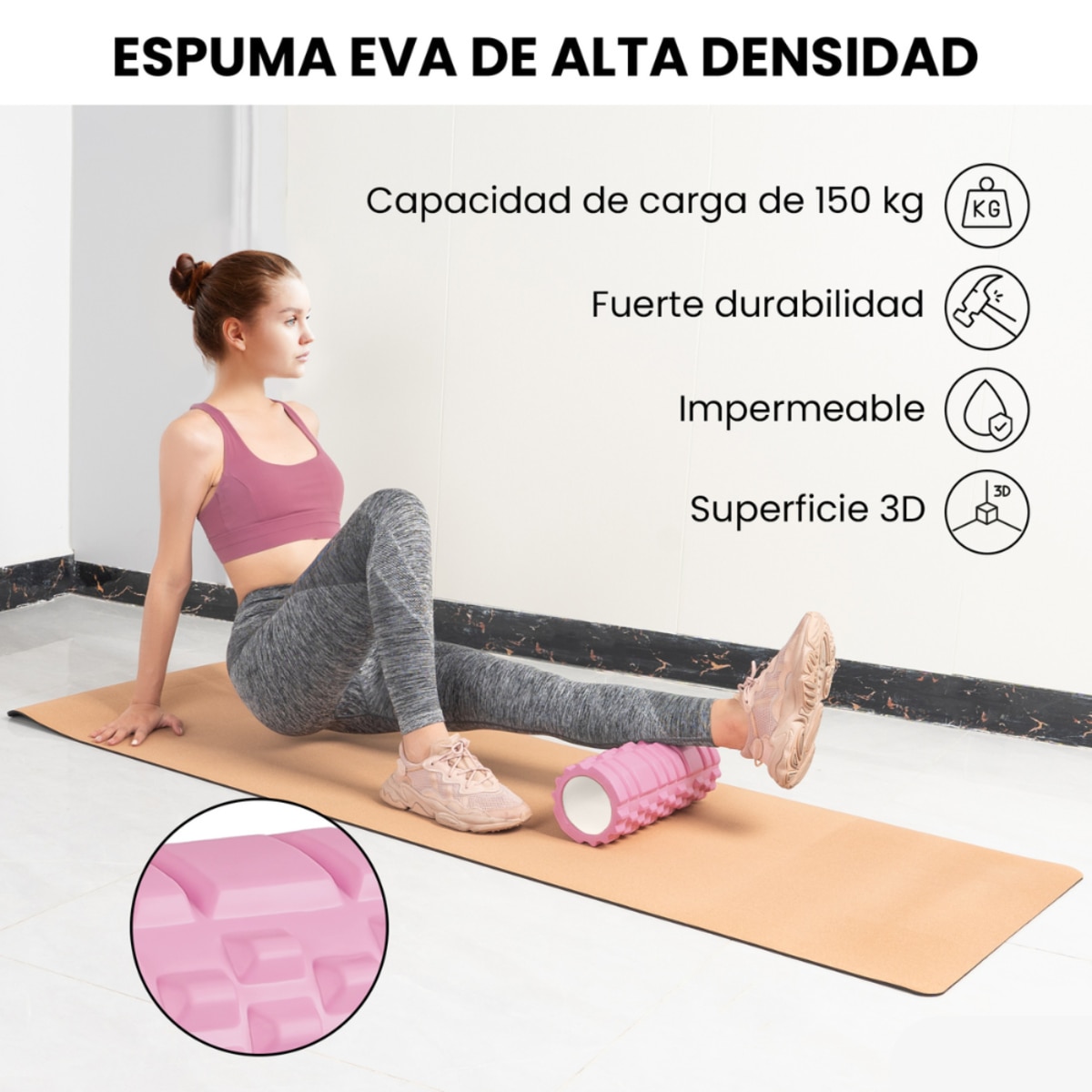 Rodillo para masajes musculares Unycos - Rosa Rosa-7