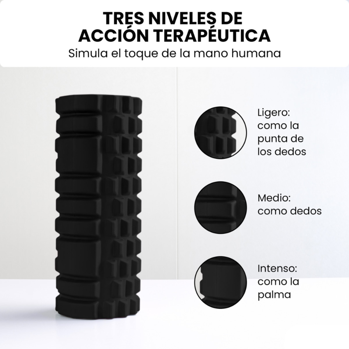 Rodillo para masajes musculares Unycos - Negro Negro-3