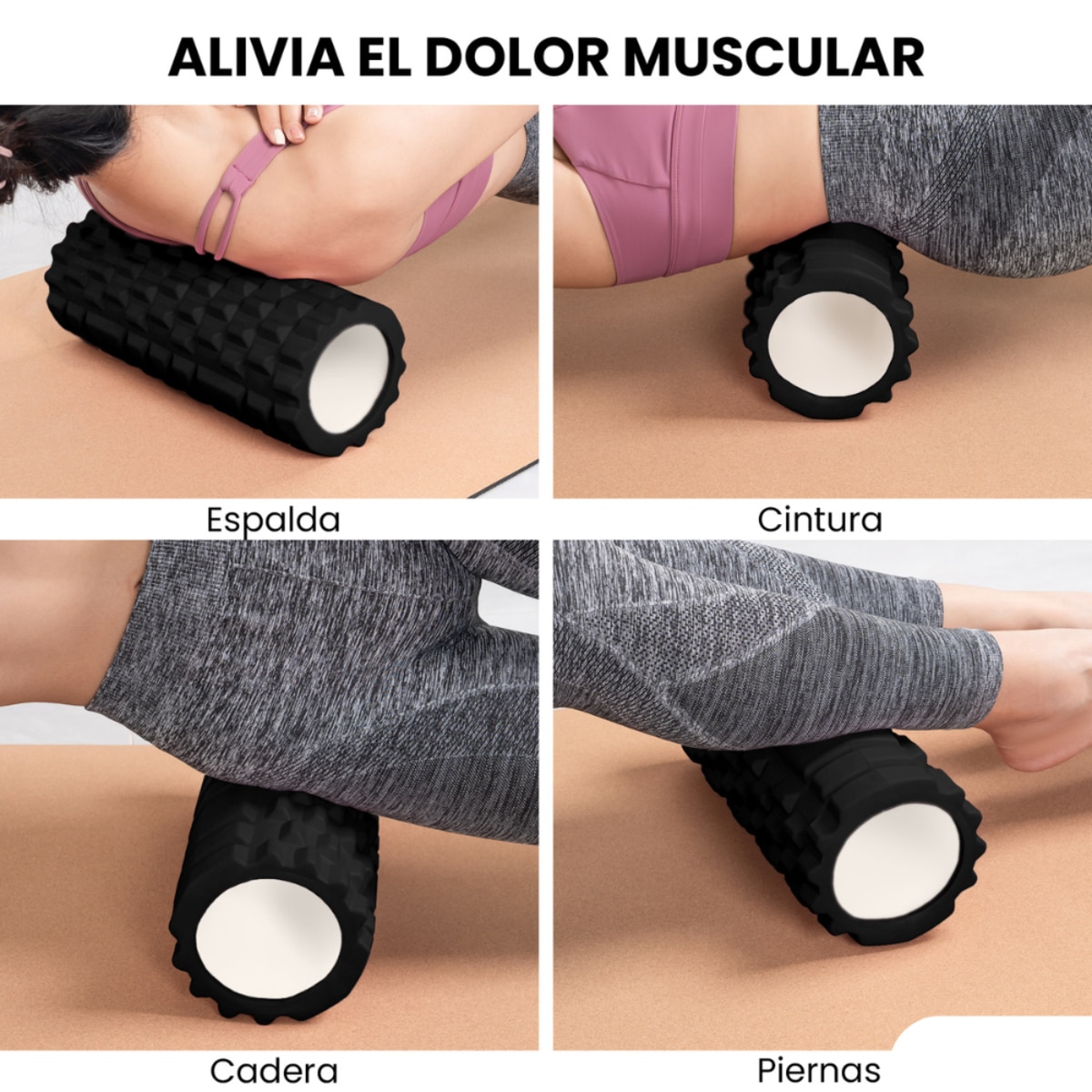 Rodillo para masajes musculares Unycos - Negro Negro-4