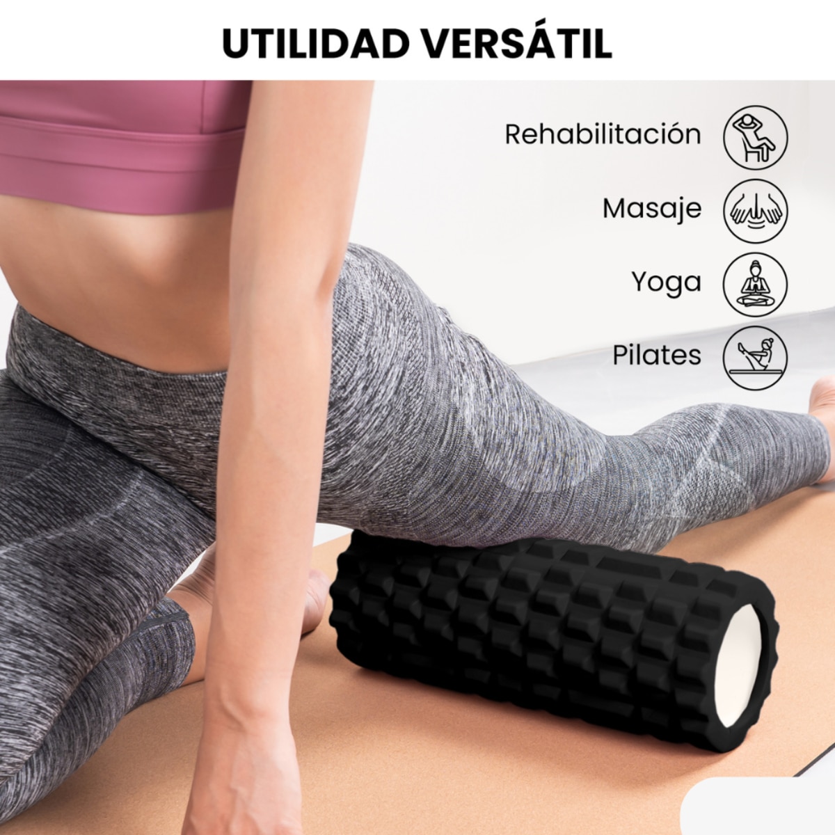 Rodillo para masajes musculares Unycos - Negro Negro-6