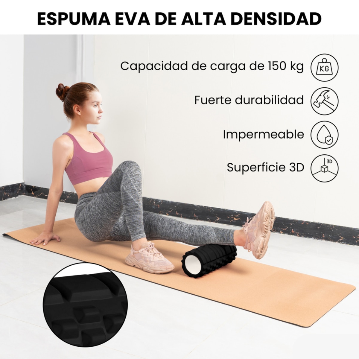 Rodillo para masajes musculares Unycos - Negro Negro-7