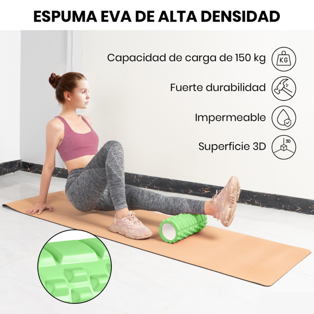 Rodillo para masajes musculares Unycos - Verde Verde-7