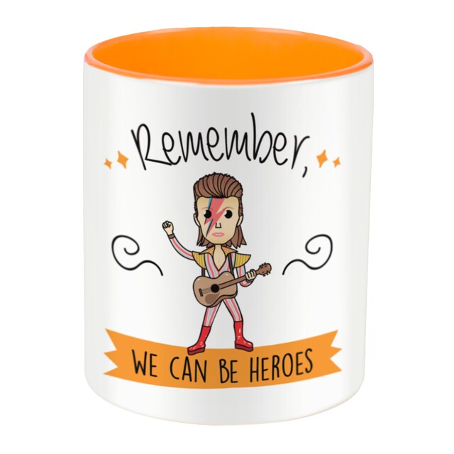 Imagen 0 de Taza con frase y dibujo de David Bowie (Remember we can be heroes) Regalo original - La Mente es Maravillosa
