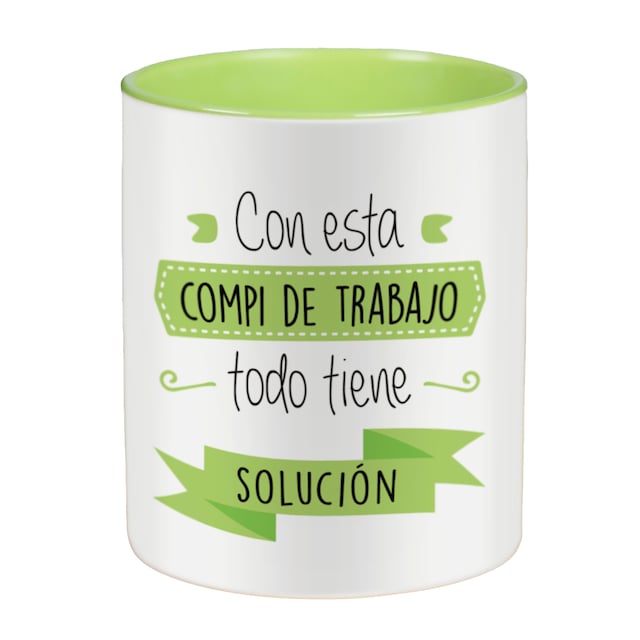 Imagen 0 de Taza con frase para compañera de trabajo (Con esta compi de trabajo todo tiene solución) Regalo original - La Mente es Maravillosa