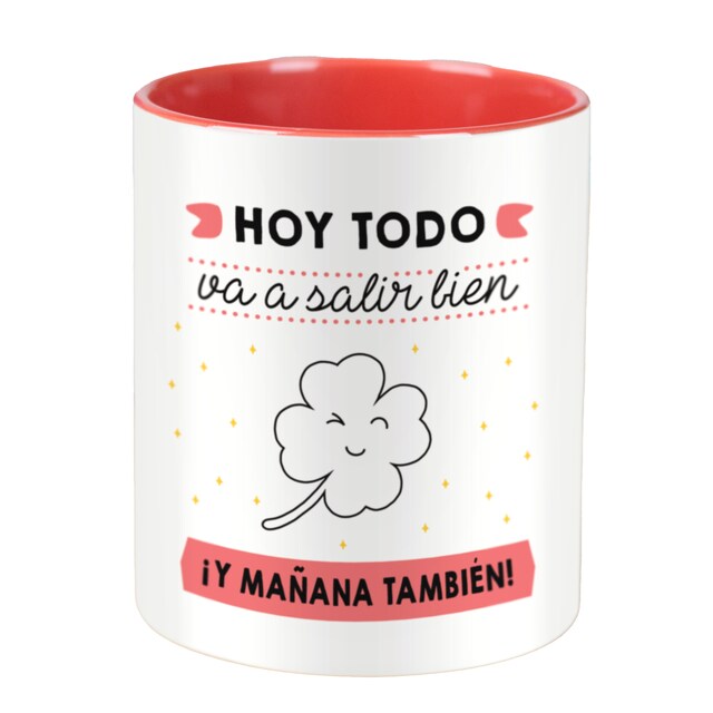 Imagen 0 de Taza con frase de trébol (Hoy todo va a salir bien) Regalo original - La Mente es Maravillosa