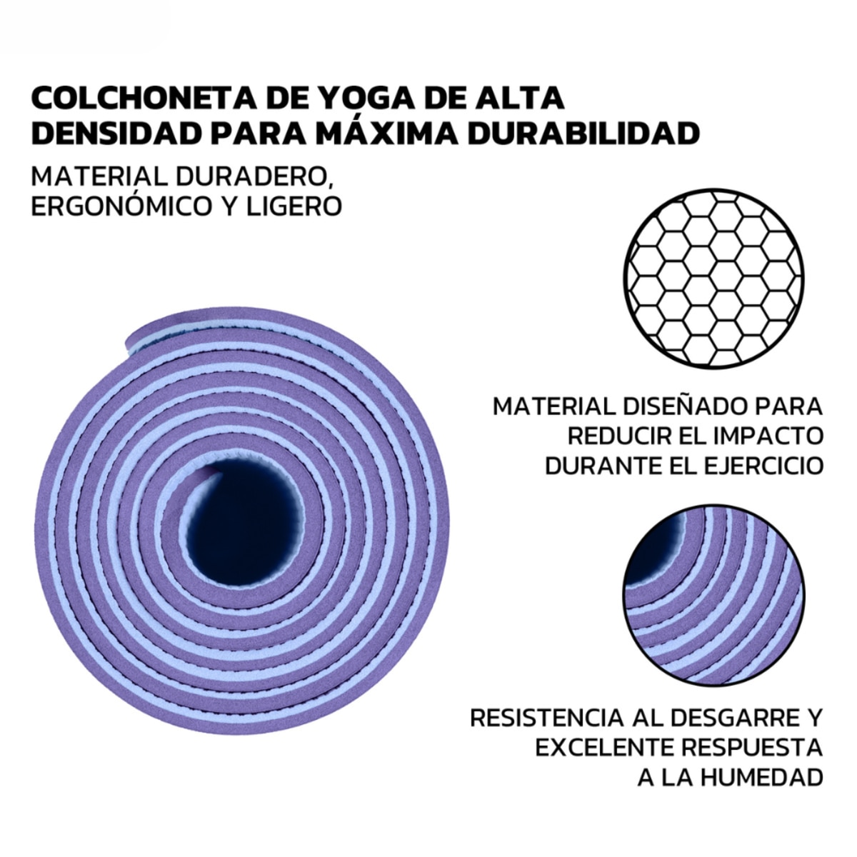 Esterilla de yoga antideslizante bicolor Unycos - Morado Morado-3