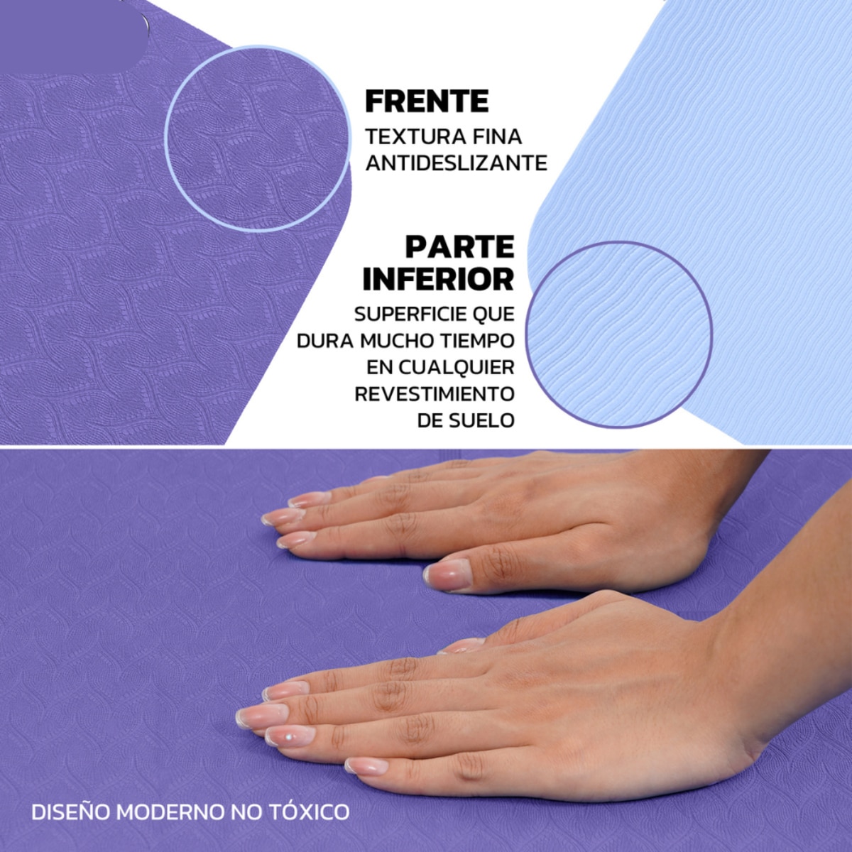 Esterilla de yoga antideslizante bicolor Unycos - Morado Morado-7