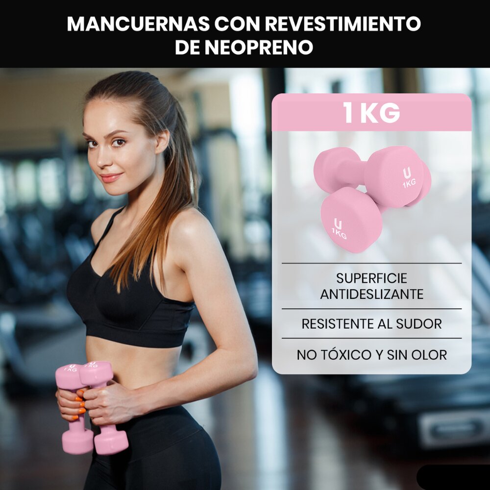 Imagen 3 de Set de 2 mancuernas de neopreno redondas Unycos