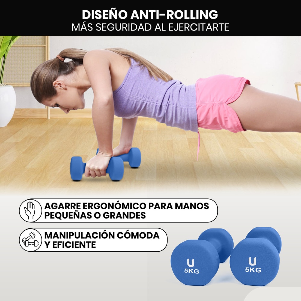 Set de 6 mancuernas de neopreno redondas Unycos - Multicolor Multicolor-5