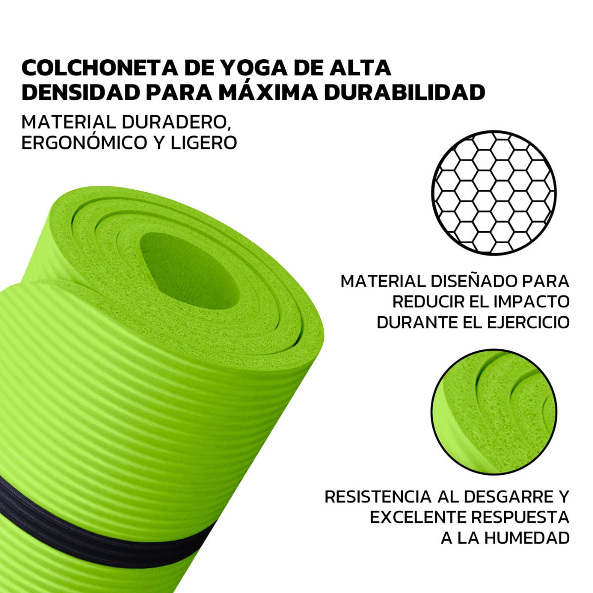 Esterilla de yoga Antideslizante 10 mm Unycos - Verde Verde-3
