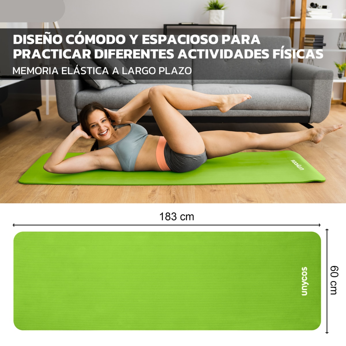 Esterilla de yoga Antideslizante 10 mm Unycos - Verde Verde-5