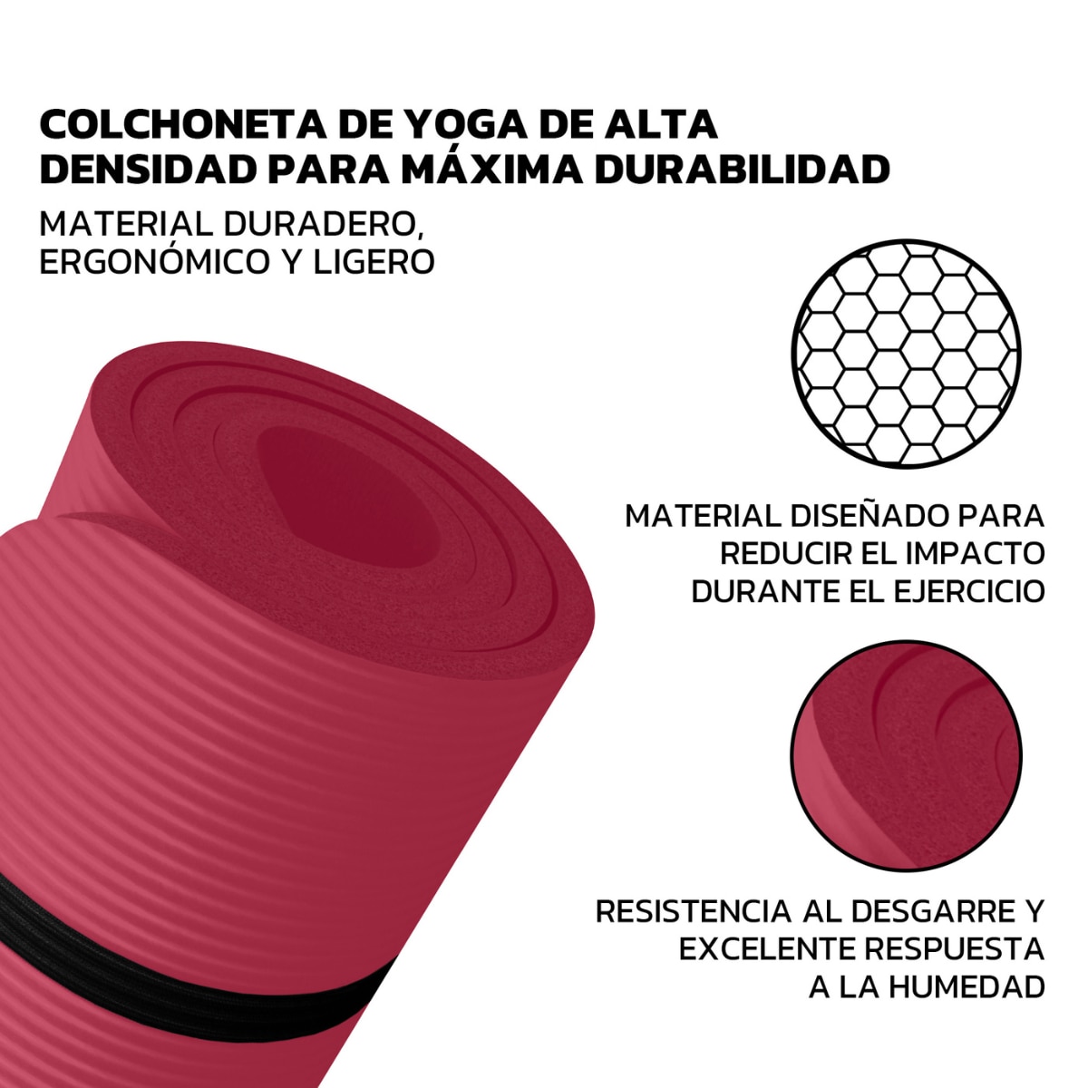 Esterilla de yoga Antideslizante 10 mm Unycos - Rojo Rojo-3