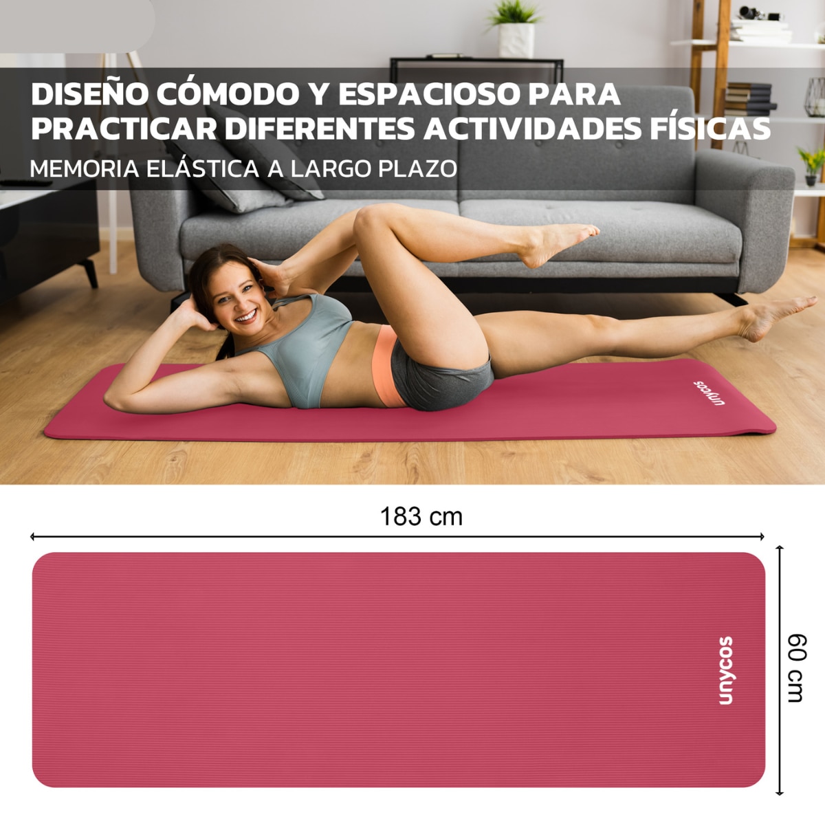 Esterilla de yoga Antideslizante 10 mm Unycos - Rojo Rojo-5