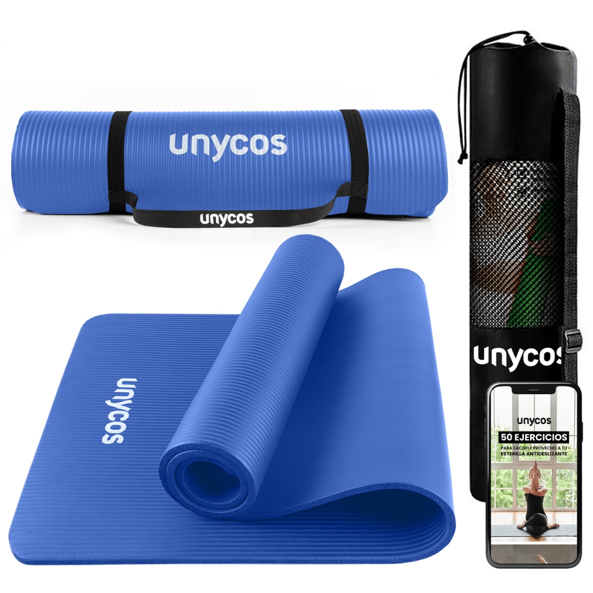 Imagen 0 de Esterilla de yoga Antideslizante 15 mm Unycos Azul