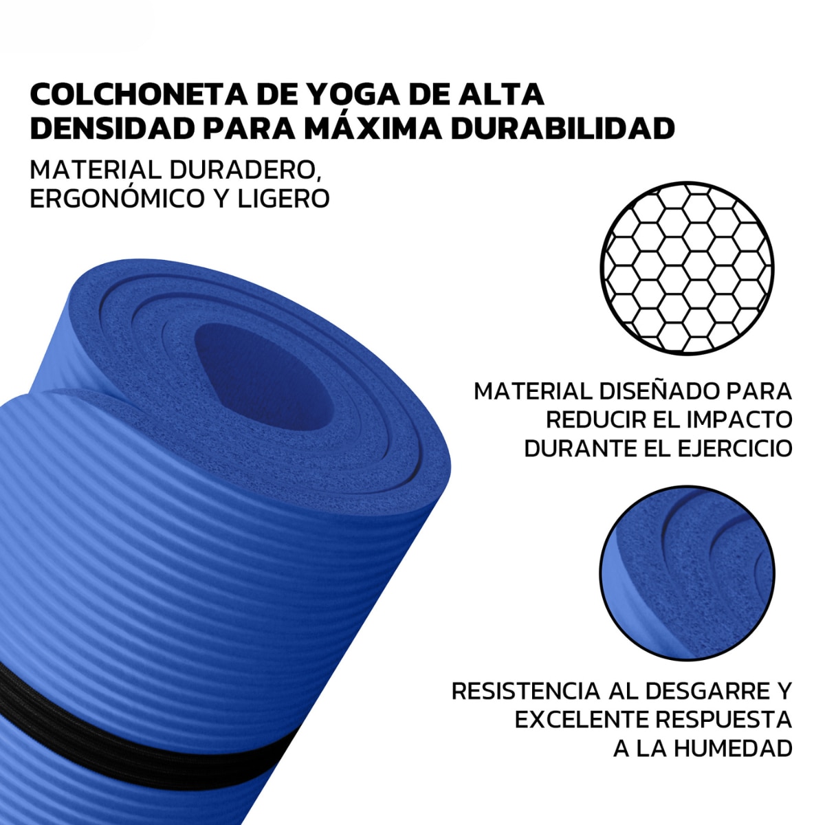 Esterilla de yoga Antideslizante 15 mm Unycos - Azul Azul-3