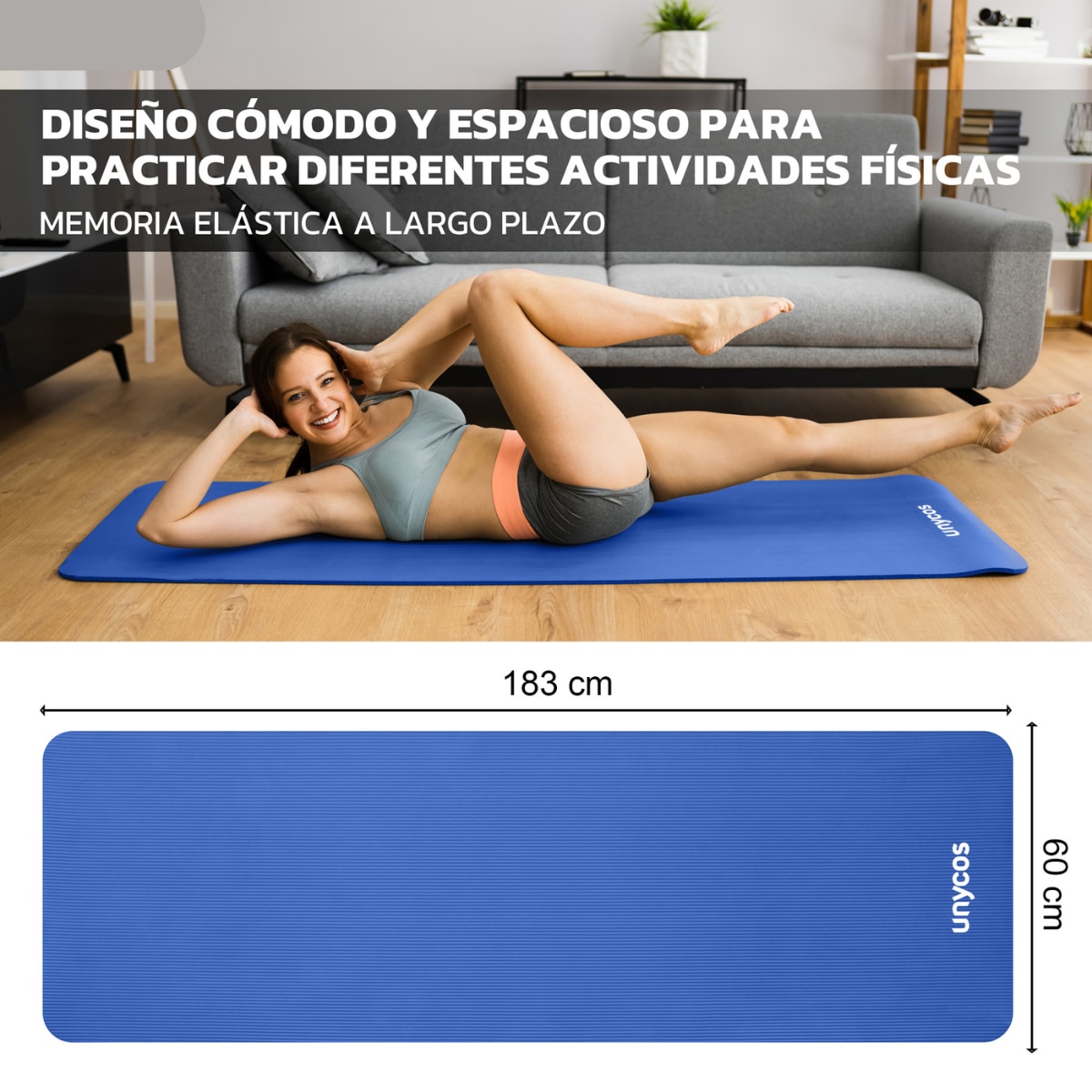 Esterilla de yoga Antideslizante 15 mm Unycos - Azul Azul-5
