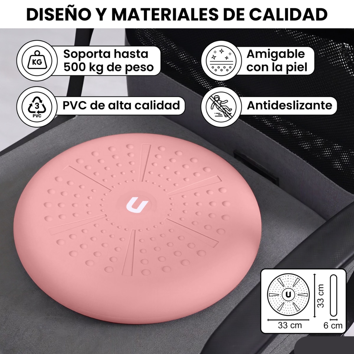 Cojín de yoga y equilibrio Zenfeel Unycos - Rosa Rosa-5