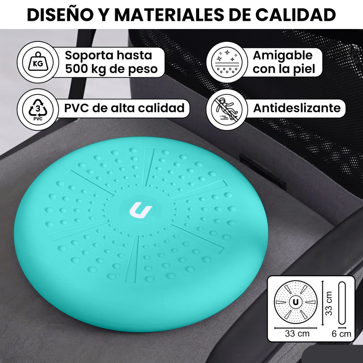 Cojín de yoga y equilibrio Zenfeel Unycos - Turquesa Turquesa-5
