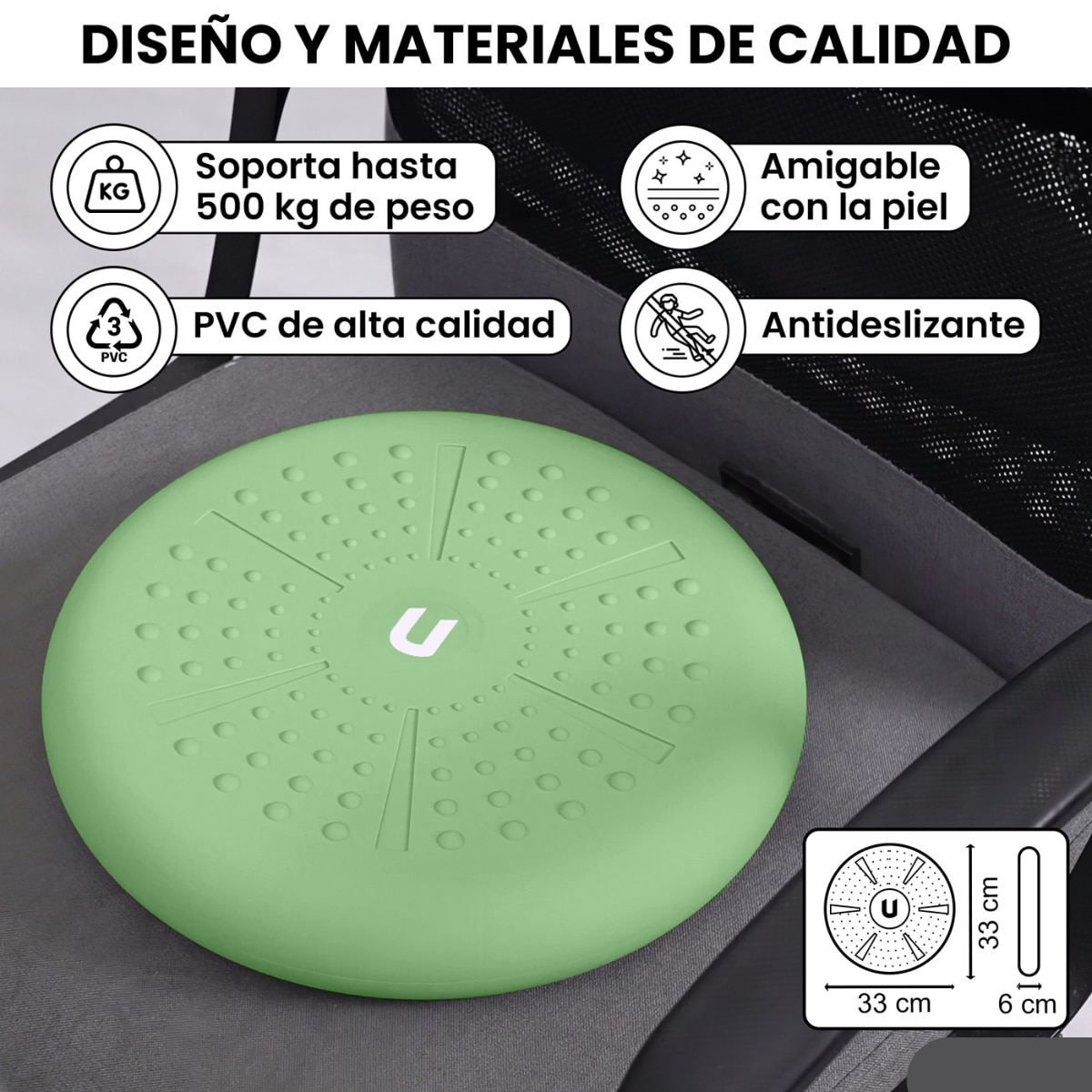 Cojín de yoga y equilibrio Zenfeel Unycos - Verde claro Verde claro-5