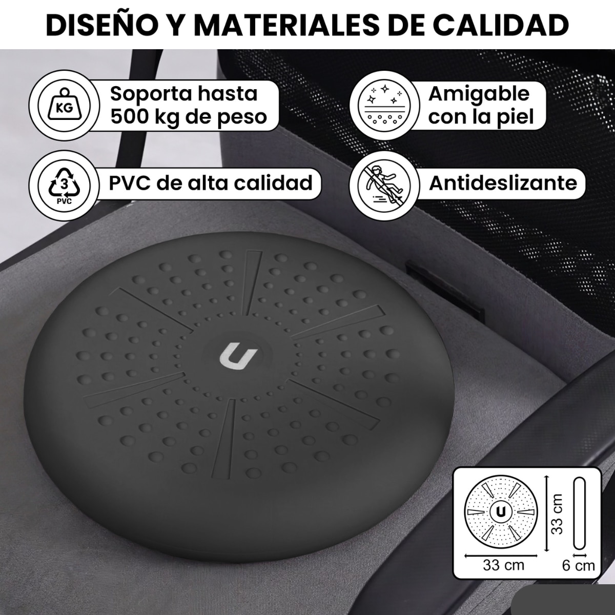 Cojín de yoga y equilibrio Zenfeel Unycos - Gris Gris-5
