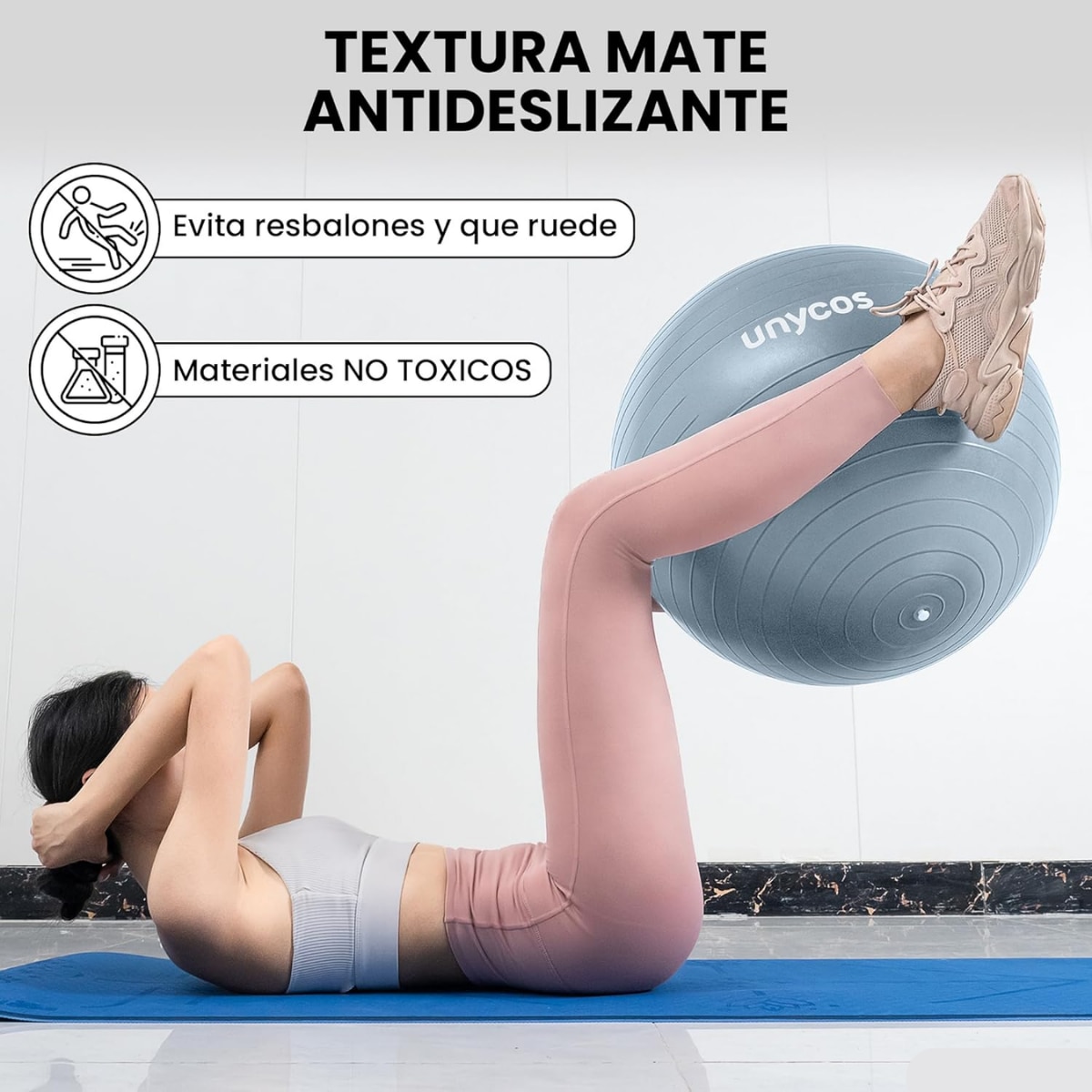 Pelota Fitball de pilates y yoga Unycos - Gris Gris-4
