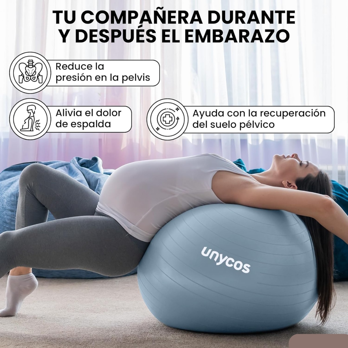 Pelota Fitball de pilates y yoga Unycos - Gris Gris-6