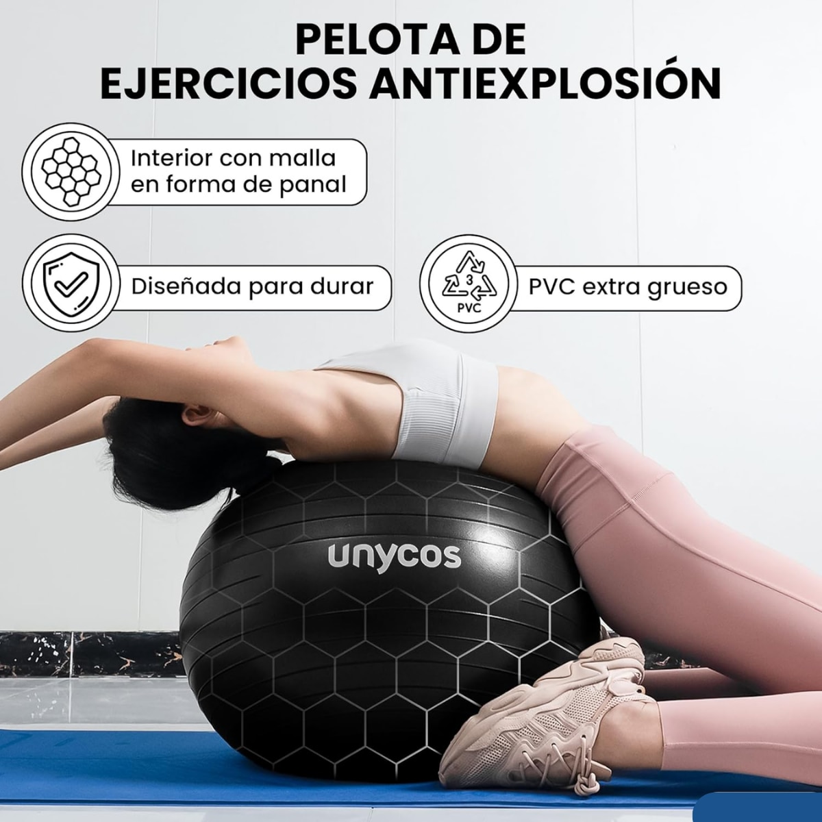 Pelota Fitball de pilates y yoga Unycos - Negro Negro-3