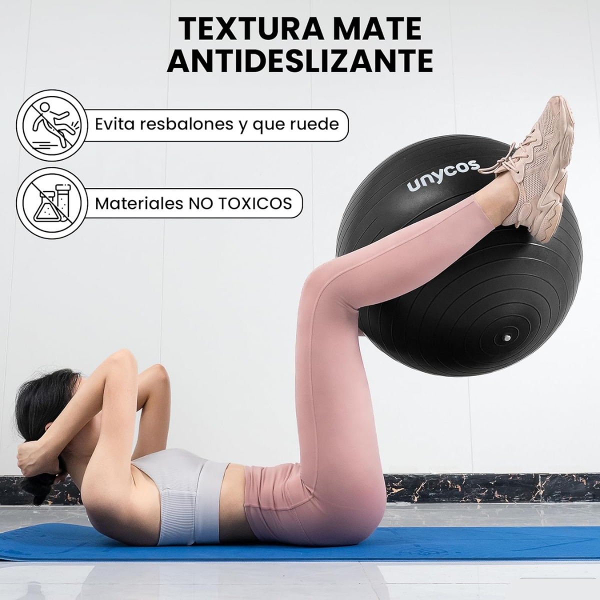 Pelota Fitball de pilates y yoga Unycos - Negro Negro-4