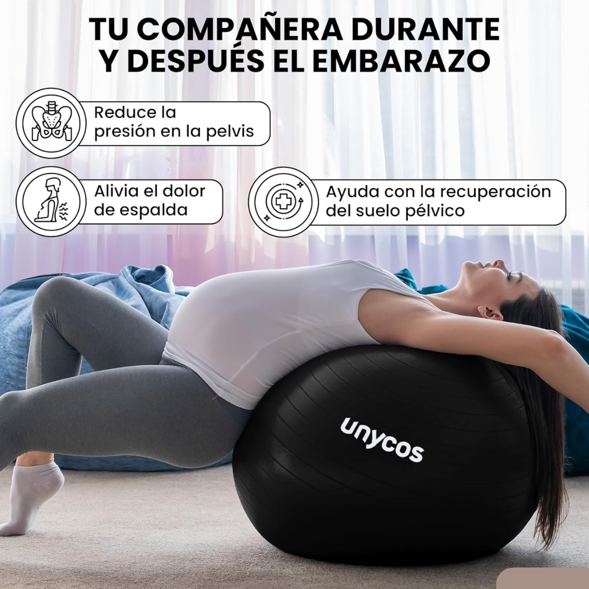 Pelota Fitball de pilates y yoga Unycos - Negro Negro-6