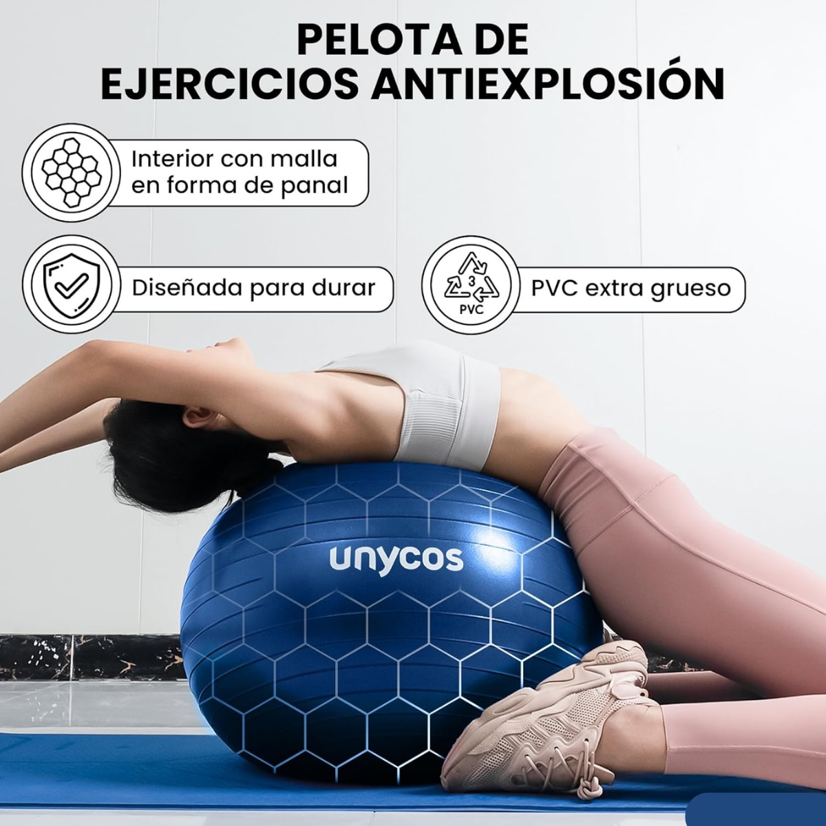 Pelota Fitball de pilates y yoga Unycos - Azul Azul-3
