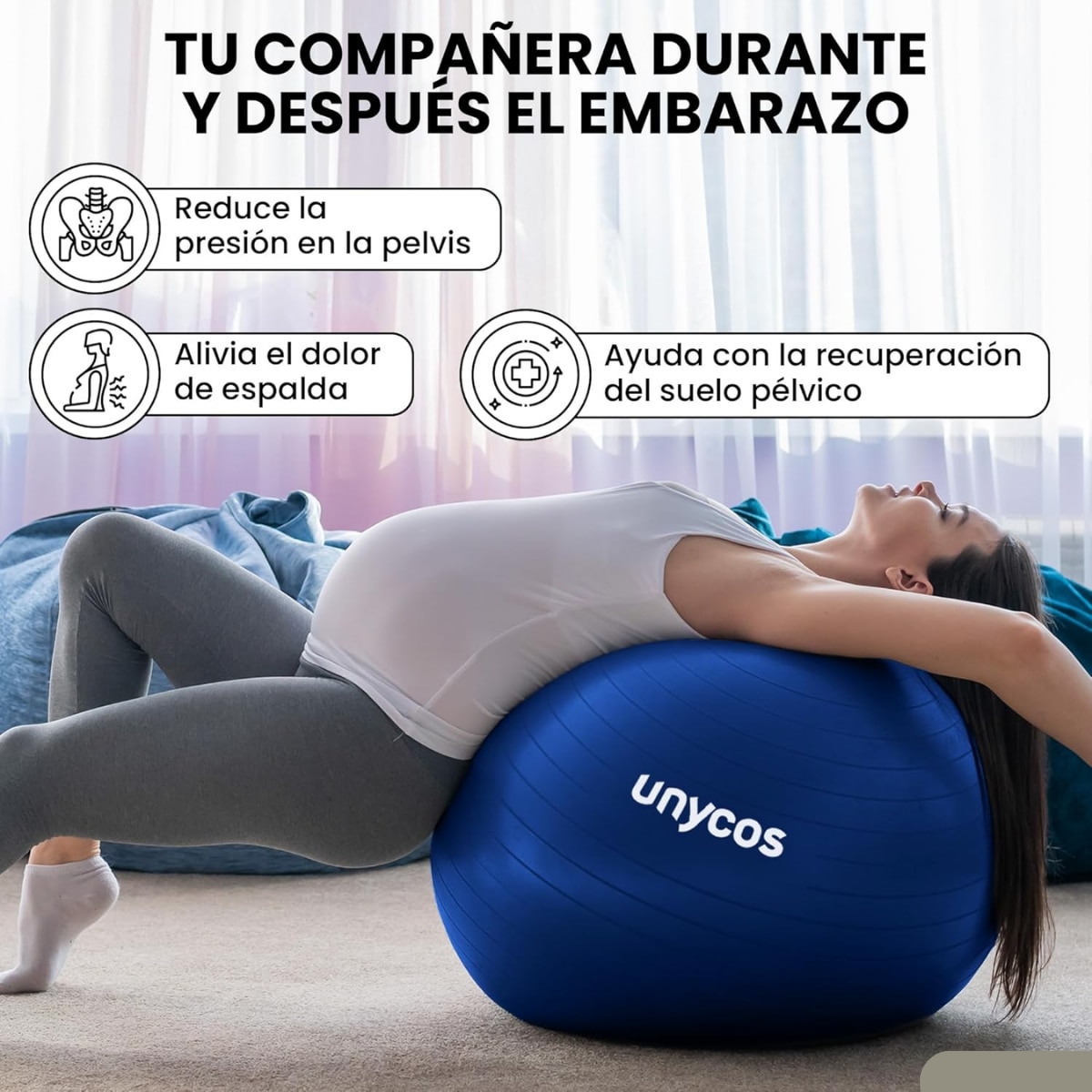 Pelota Fitball de pilates y yoga Unycos - Azul Azul-6