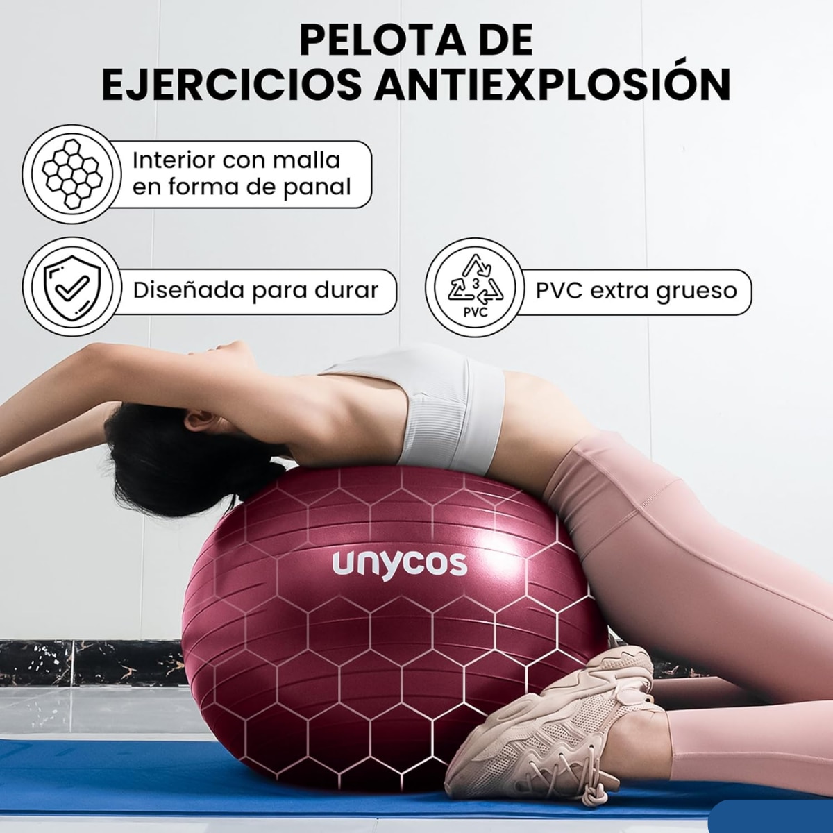 Pelota Fitball de pilates y yoga Unycos - Rojo Rojo-3