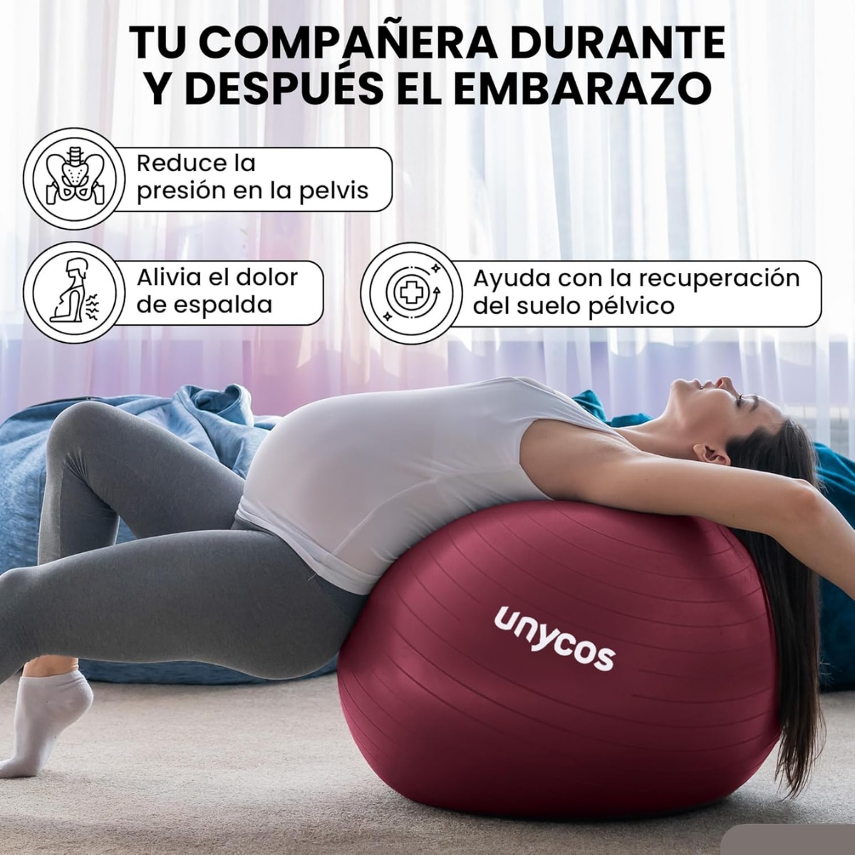 Pelota Fitball de pilates y yoga Unycos - Rojo Rojo-6